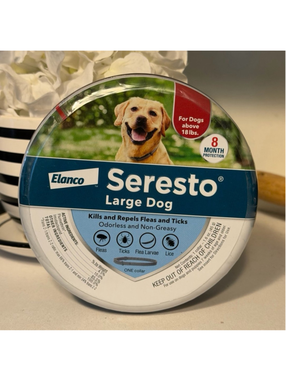 New Sealed Seresto Flea & Tick Collar For Large Dog Over 18 lbs.,Vet-Recommended